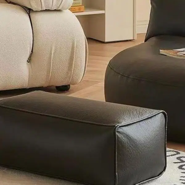 Contemporary Simplicity Round Microfiber Leather Accent Chair Backrest Armless For Living Room - Image 6