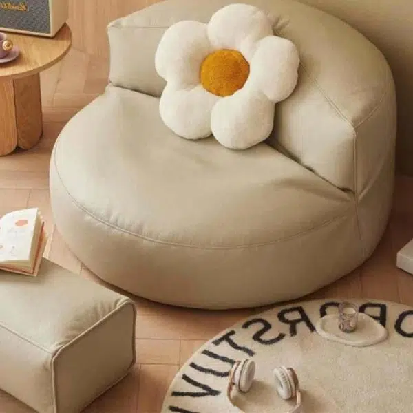 Contemporary Simplicity Round Microfiber Leather Accent Chair Backrest Armless For Living Room - Image 2