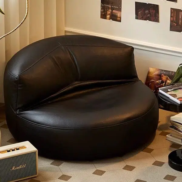 Contemporary Simplicity Round Microfiber Leather Accent Chair Backrest Armless For Living Room - Image 19