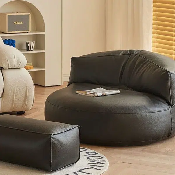 Contemporary Simplicity Round Microfiber Leather Accent Chair Backrest Armless For Living Room - Image 24