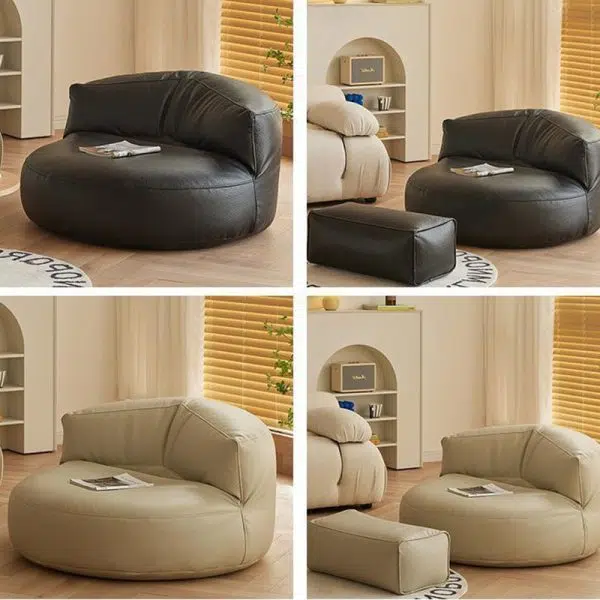 Contemporary Simplicity Round Microfiber Leather Accent Chair Backrest Armless For Living Room - Image 7