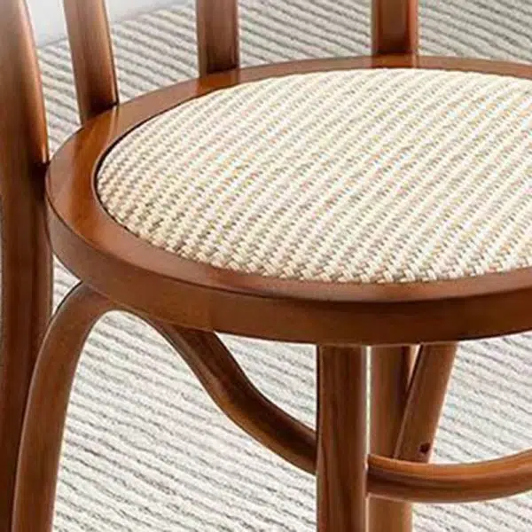 Contemporary Retro Rattan Beech Wood Round Arched Dining Chair Backrest For Dining Room - Image 9