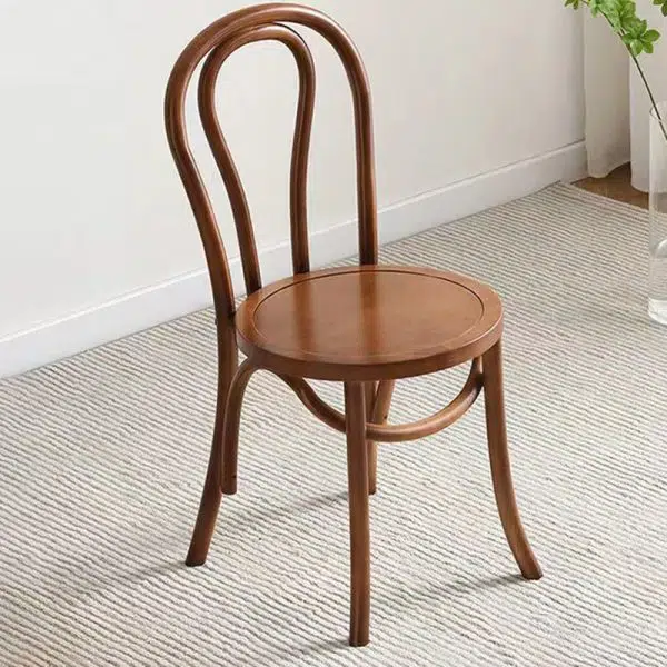 Contemporary Retro Rattan Beech Wood Round Arched Dining Chair Backrest For Dining Room - Image 27