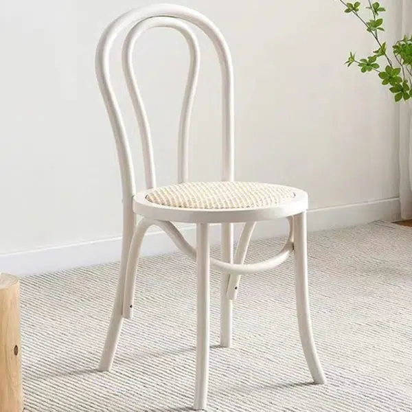 Contemporary Retro Rattan Beech Wood Round Arched Dining Chair Backrest For Dining Room - Image 29