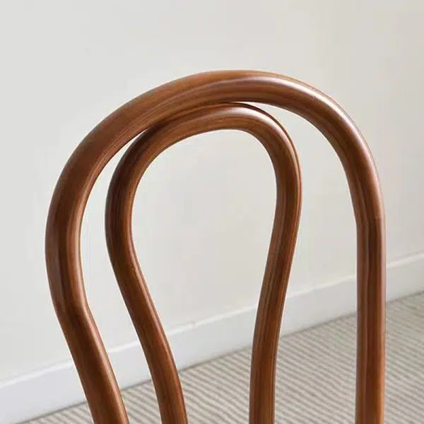 Contemporary Retro Rattan Beech Wood Round Arched Dining Chair Backrest For Dining Room - Image 8