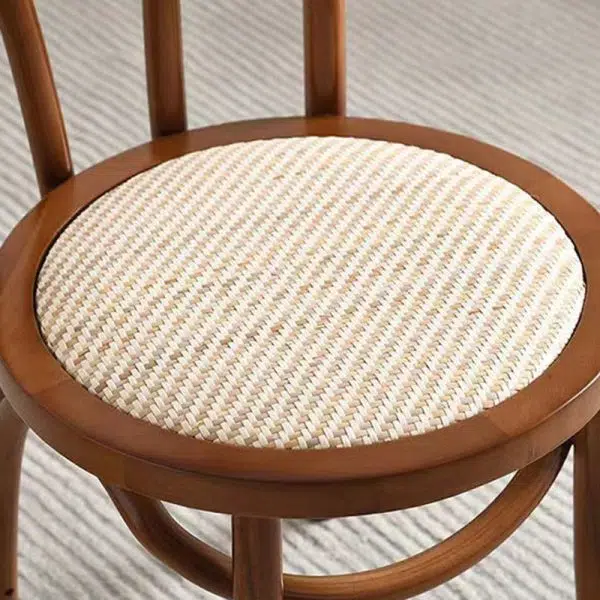 Contemporary Retro Rattan Beech Wood Round Arched Dining Chair Backrest For Dining Room - Image 7