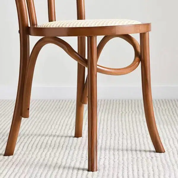 Contemporary Retro Rattan Beech Wood Round Arched Dining Chair Backrest For Dining Room - Image 6