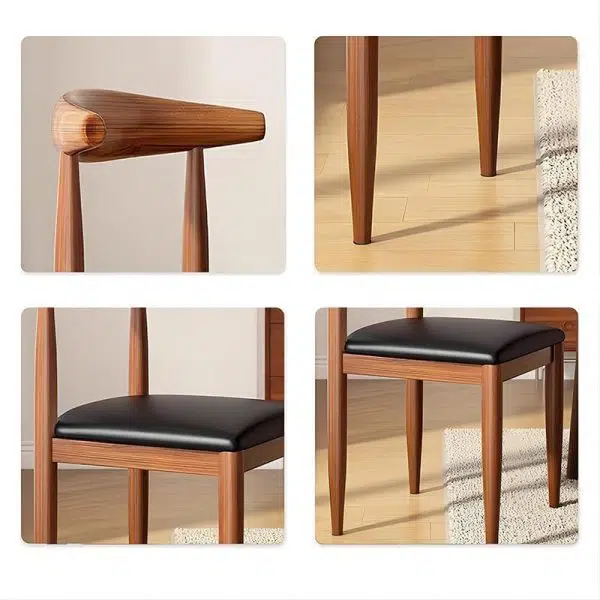 Contemporary Scandinavian Cow Corner Square Upholstered Leather Carbon Steel Dining Chair Backrest For Dining Room - Image 5