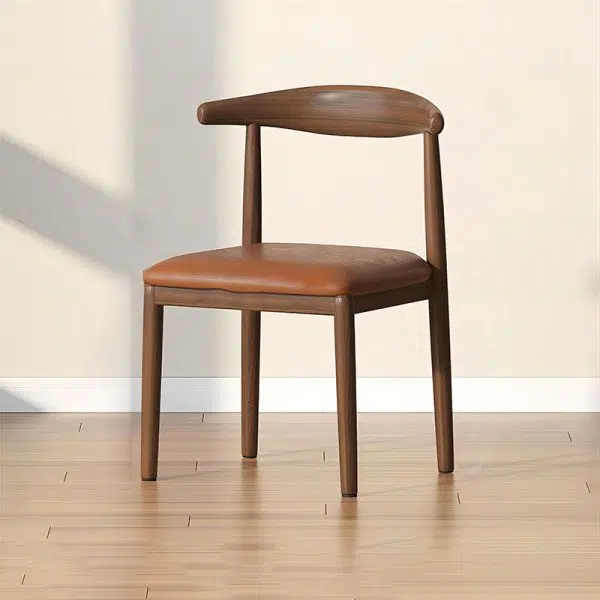 Contemporary Scandinavian Cow Corner Square Upholstered Leather Carbon Steel Dining Chair Backrest For Dining Room - Image 7