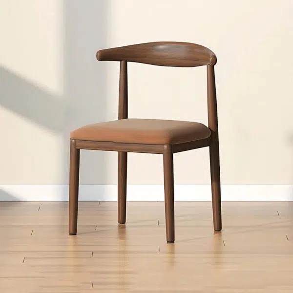 Contemporary Scandinavian Cow Corner Square Upholstered Leather Carbon Steel Dining Chair Backrest For Dining Room - Image 8