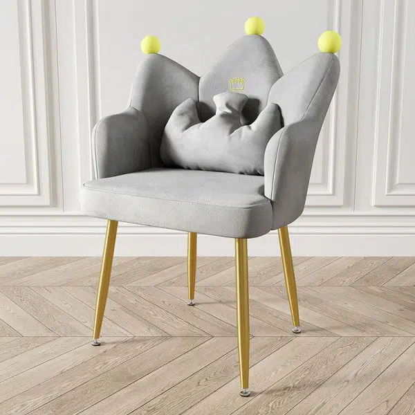 Contemporary Nordic Crown Flannel Upholstered Iron Plastic Spinning Legs Accent Chair For Living Room - Image 15