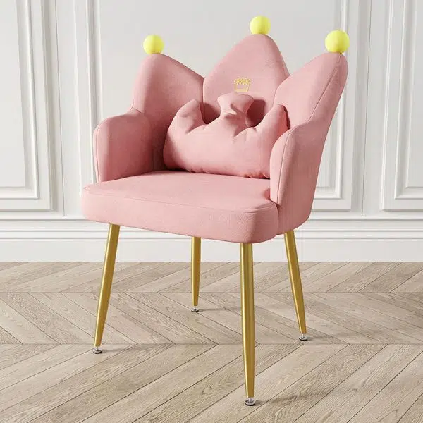 Contemporary Nordic Crown Flannel Upholstered Iron Plastic Spinning Legs Accent Chair For Living Room - Image 24