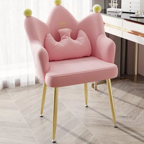 Contemporary Nordic Crown Flannel Upholstered Iron Plastic Spinning Legs Accent Chair For Living Room - Image 11