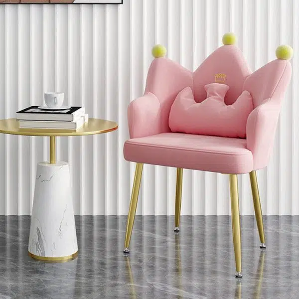 Contemporary Nordic Crown Flannel Upholstered Iron Plastic Spinning Legs Accent Chair For Living Room - Image 10