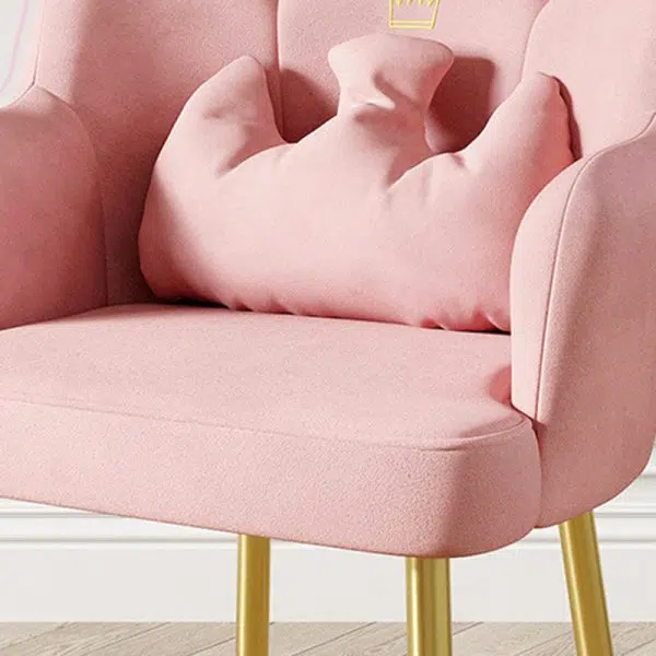 Contemporary Nordic Crown Flannel Upholstered Iron Plastic Spinning Legs Accent Chair For Living Room - Image 6