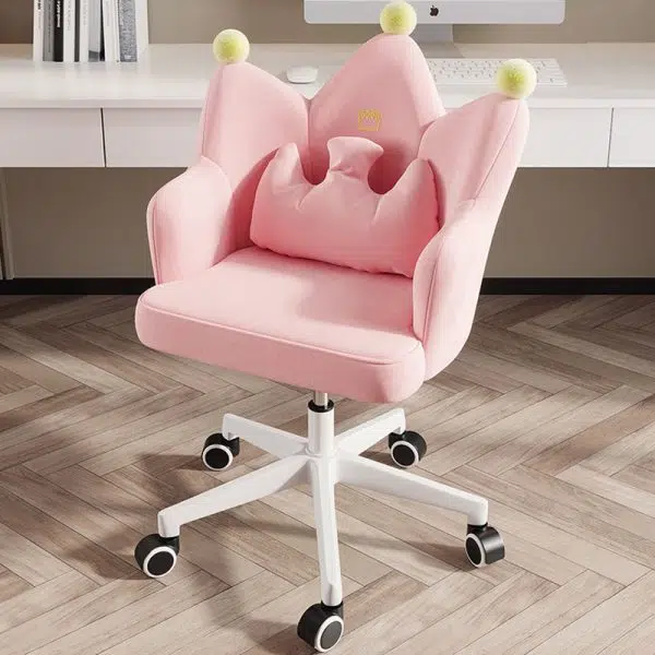 Contemporary Nordic Crown Flannel Upholstered Iron Plastic Spinning Legs Accent Chair For Living Room - Image 9