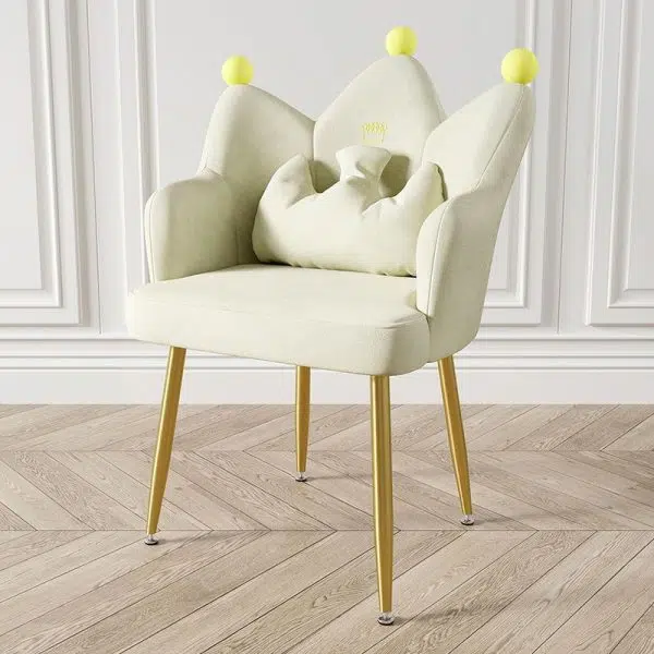 Contemporary Nordic Crown Flannel Upholstered Iron Plastic Spinning Legs Accent Chair For Living Room - Image 16