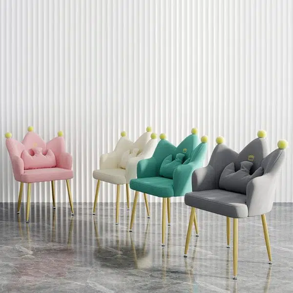 Contemporary Nordic Crown Flannel Upholstered Iron Plastic Spinning Legs Accent Chair For Living Room - Image 13