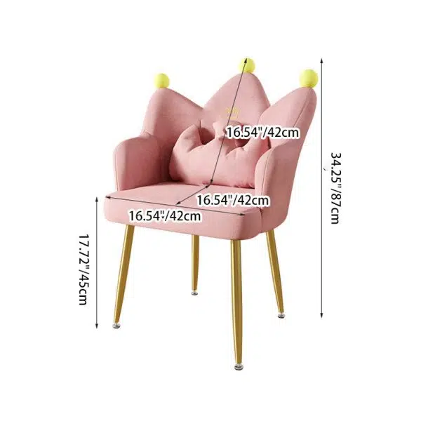 Contemporary Nordic Crown Flannel Upholstered Iron Plastic Spinning Legs Accent Chair For Living Room - Image 4