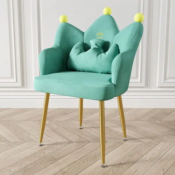 Contemporary Nordic Crown Flannel Upholstered Iron Plastic Spinning Legs Accent Chair For Living Room - Image 17