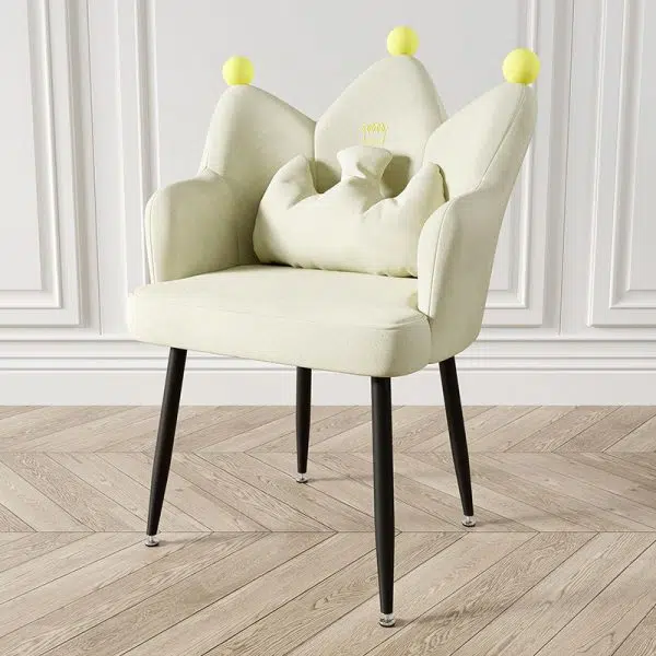 Contemporary Nordic Crown Flannel Upholstered Iron Plastic Spinning Legs Accent Chair For Living Room - Image 19