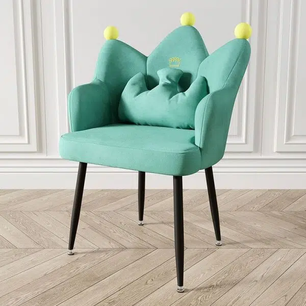 Contemporary Nordic Crown Flannel Upholstered Iron Plastic Spinning Legs Accent Chair For Living Room - Image 20