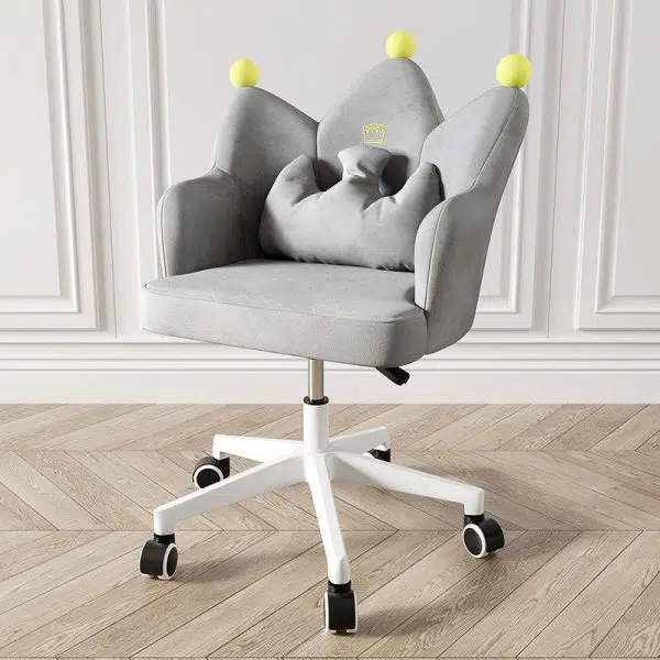 Contemporary Nordic Crown Flannel Upholstered Iron Plastic Spinning Legs Accent Chair For Living Room - Image 21