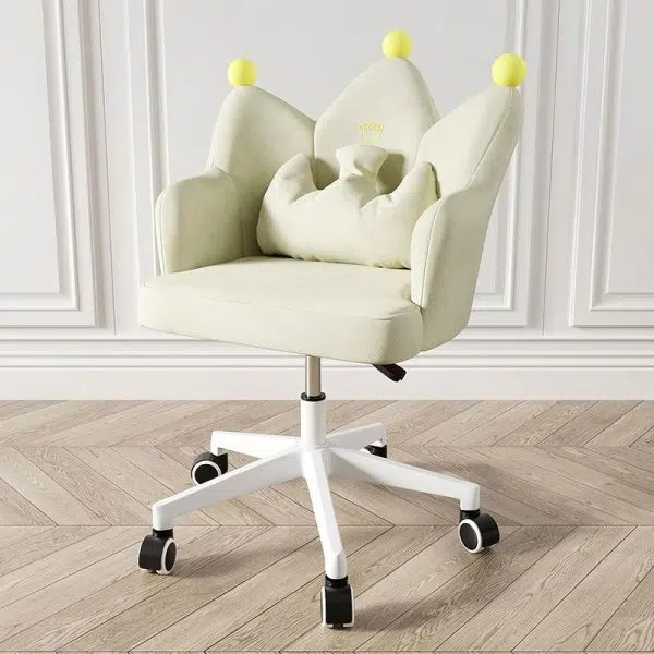 Contemporary Nordic Crown Flannel Upholstered Iron Plastic Spinning Legs Accent Chair For Living Room - Image 22