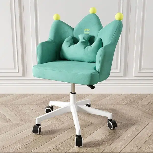 Contemporary Nordic Crown Flannel Upholstered Iron Plastic Spinning Legs Accent Chair For Living Room - Image 23