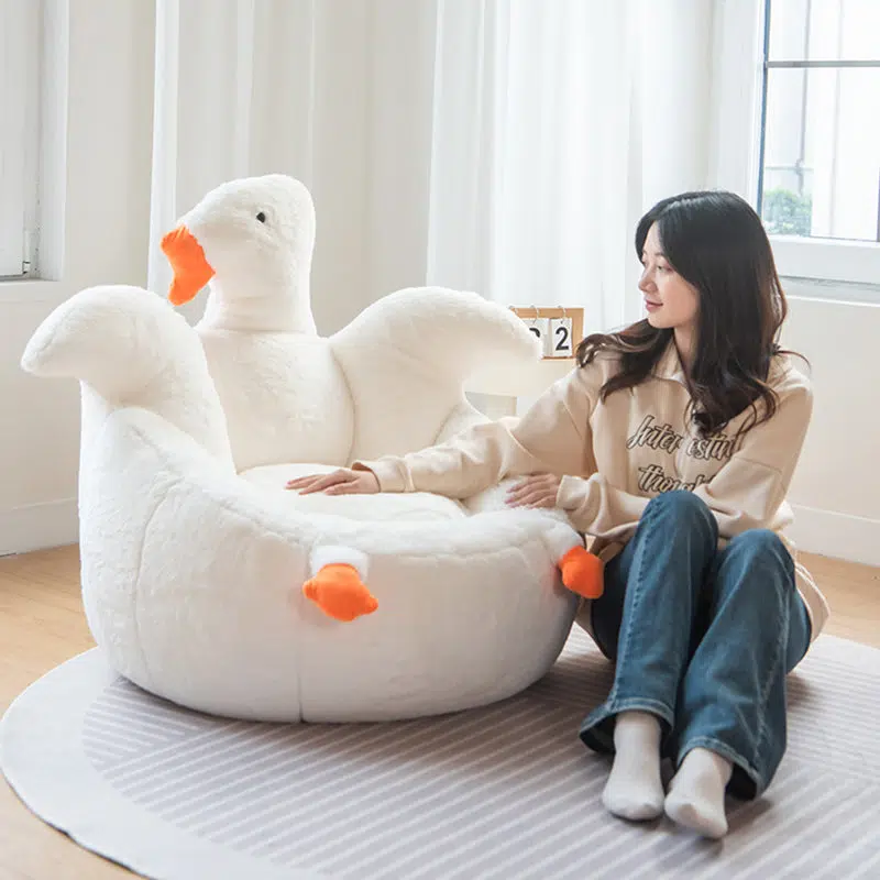 DFM-Chair-FI00132-7.jpg Contemporary Creative Swan Shape Lamb Cashmere Accent Chair Backrest For Living Room - Image 3