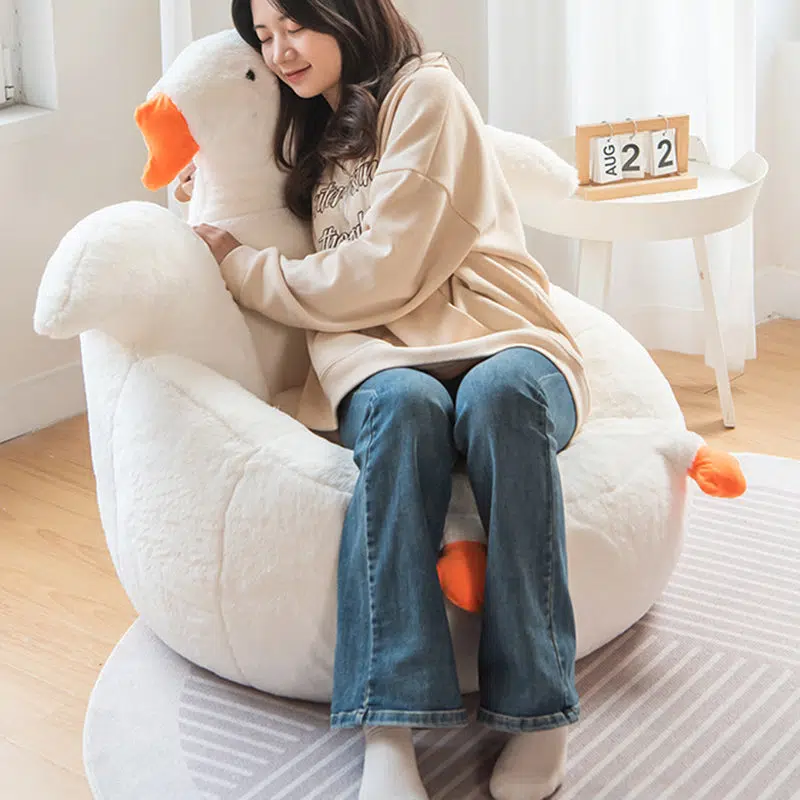 DFM-Chair-FI00132-8.jpg Contemporary Creative Swan Shape Lamb Cashmere Accent Chair Backrest For Living Room - Image 9