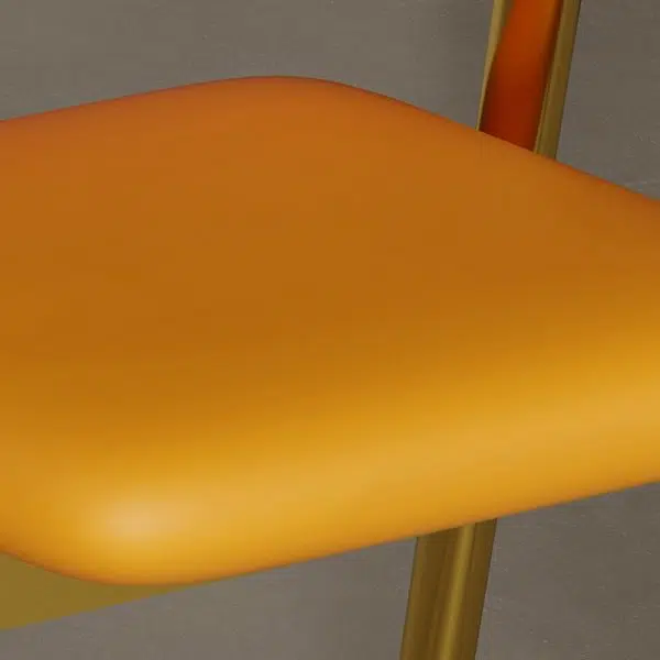 Contemporary Luxury Curved Pana Leather Linen Upholstered Metal Dining Chair Backrest Armrest For Dining Room - Image 7