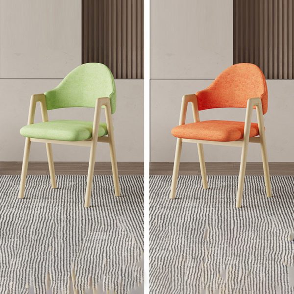 Contemporary Luxury Curved Pana Leather Linen Upholstered Metal Dining Chair Backrest Armrest For Dining Room - Image 20