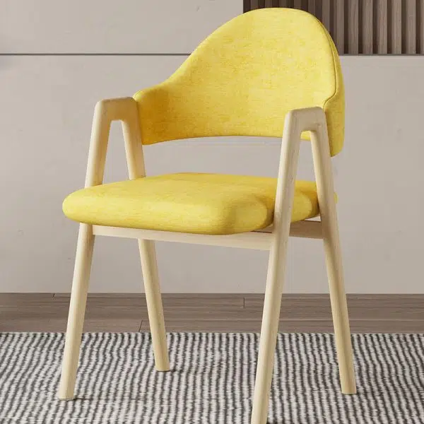 Contemporary Luxury Curved Pana Leather Linen Upholstered Metal Dining Chair Backrest Armrest For Dining Room - Image 19