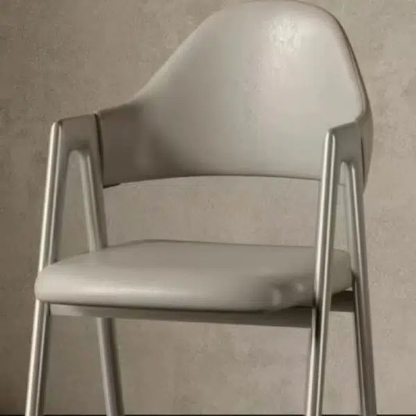 Contemporary Luxury Curved Pana Leather Linen Upholstered Metal Dining Chair Backrest Armrest For Dining Room - Image 14