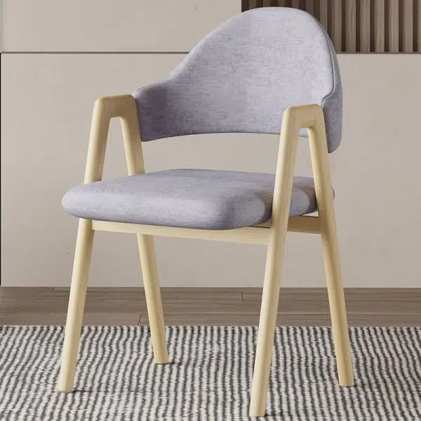 Contemporary Luxury Curved Pana Leather Linen Upholstered Metal Dining Chair Backrest Armrest For Dining Room - Image 15