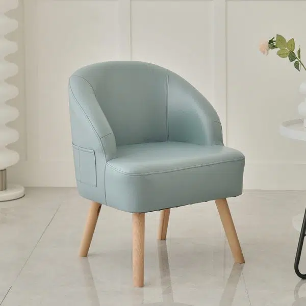 Contemporary Nordic Rectangular Technology Cloth Upholstered Wood Accent Chair For Living Room - Image 16