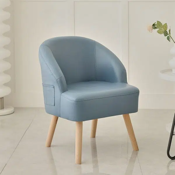 Contemporary Nordic Rectangular Technology Cloth Upholstered Wood Accent Chair For Living Room - Image 17