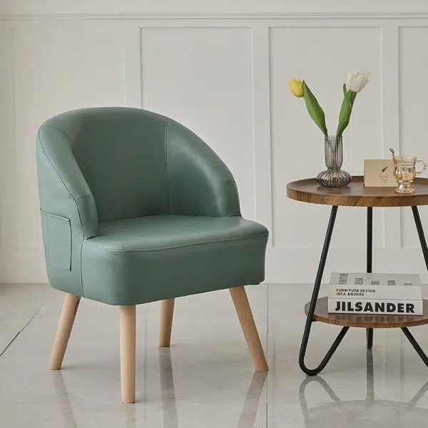 Contemporary Nordic Rectangular Technology Cloth Upholstered Wood Accent Chair For Living Room - Image 18