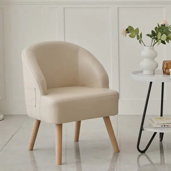 Contemporary Nordic Rectangular Technology Cloth Upholstered Wood Accent Chair For Living Room - Image 19