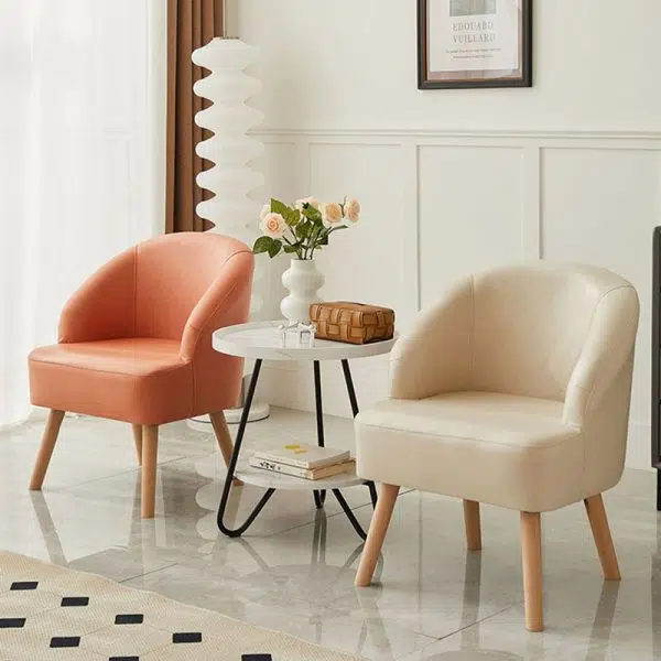 Contemporary Nordic Rectangular Technology Cloth Upholstered Wood Accent Chair For Living Room - Image 11