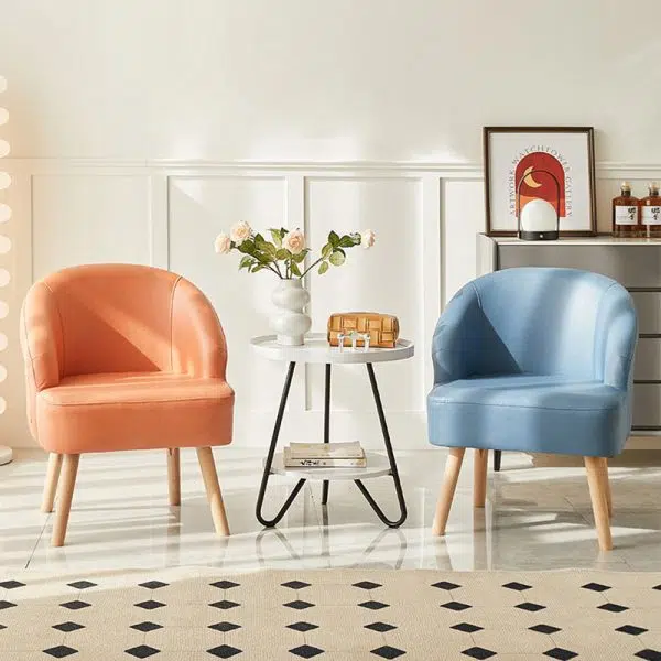 Contemporary Nordic Rectangular Technology Cloth Upholstered Wood Accent Chair For Living Room - Image 10