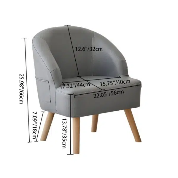 Contemporary Nordic Rectangular Technology Cloth Upholstered Wood Accent Chair For Living Room - Image 4