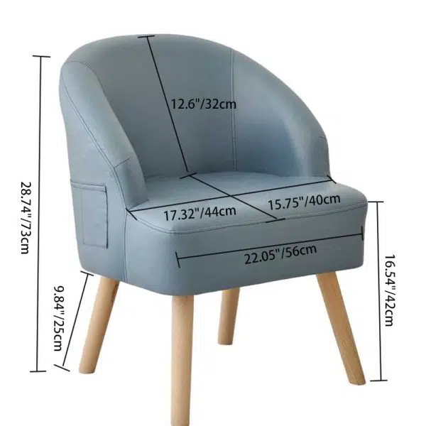 Contemporary Nordic Rectangular Technology Cloth Upholstered Wood Accent Chair For Living Room - Image 5