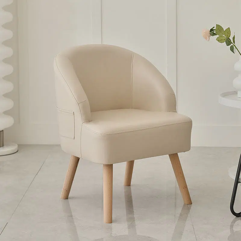 DFM-Chair-FI00140-5-e425950b-74bf-4b51-a748-20345afae84f.jpg Contemporary Nordic Rectangular Technology Cloth Upholstered Wood Accent Chair For Living Room - Image 1