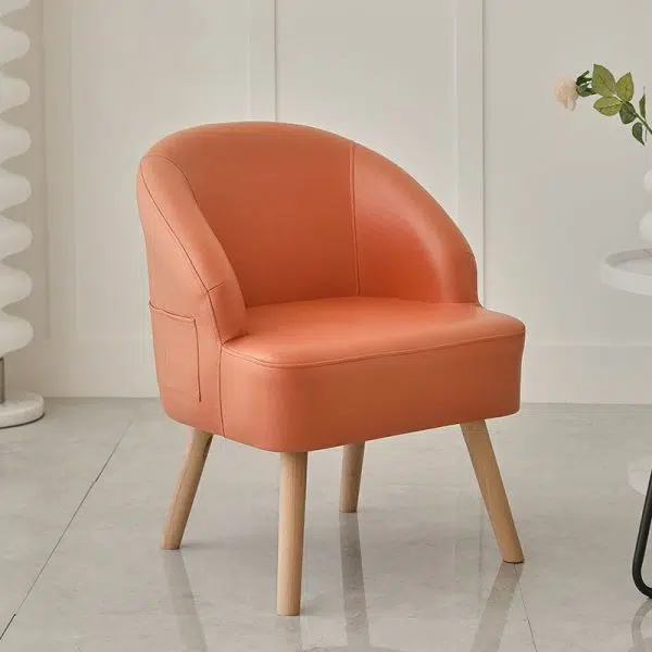 Contemporary Nordic Rectangular Technology Cloth Upholstered Wood Accent Chair For Living Room - Image 12