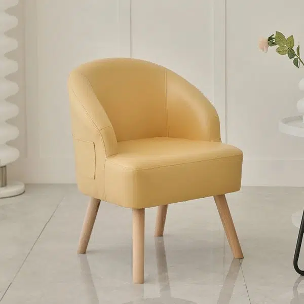 Contemporary Nordic Rectangular Technology Cloth Upholstered Wood Accent Chair For Living Room - Image 13