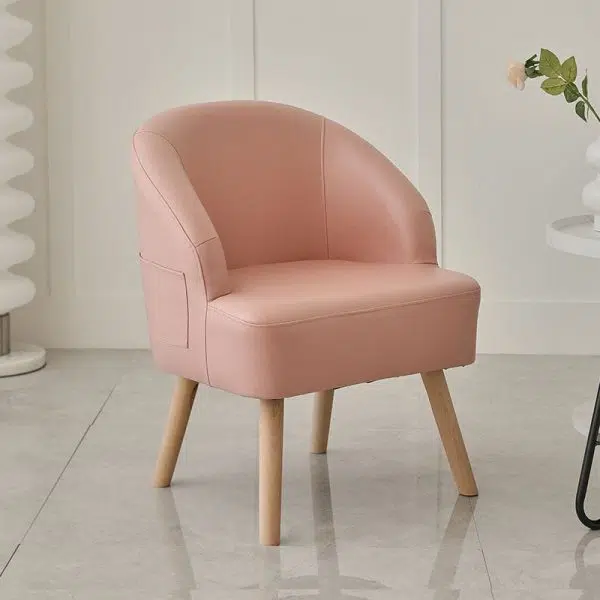 Contemporary Nordic Rectangular Technology Cloth Upholstered Wood Accent Chair For Living Room - Image 14