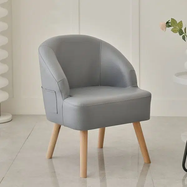 Contemporary Nordic Rectangular Technology Cloth Upholstered Wood Accent Chair For Living Room - Image 15