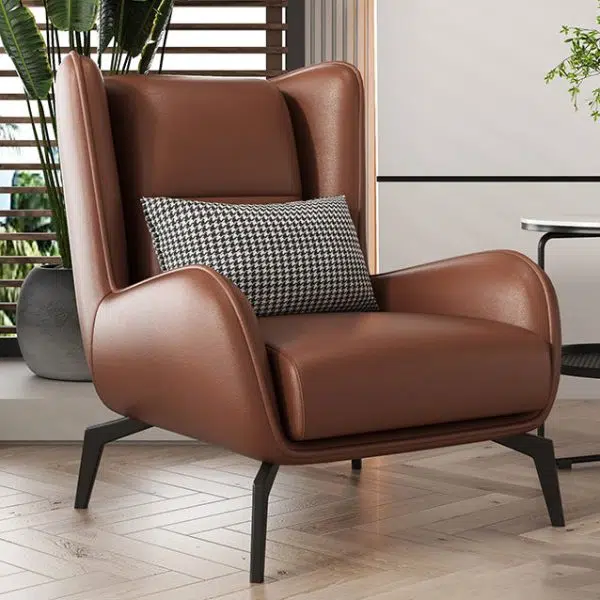 Contemporary Nordic Rectangular Technology Cloth PU Leather Upholstered Iron Accent Chair For Living Room - Image 17